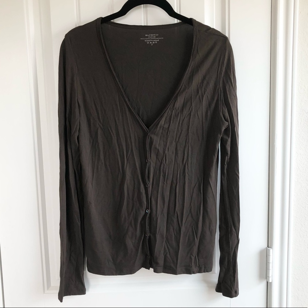 Majestic Paris stretchy super soft brown cardigan